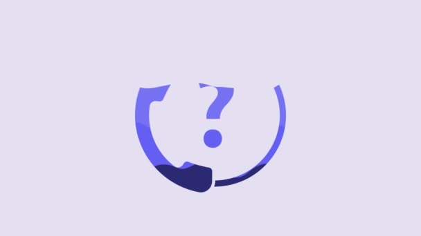 Blue Telephone Hours Support Icon Isolated Purple Background All Day — Vídeo de stock