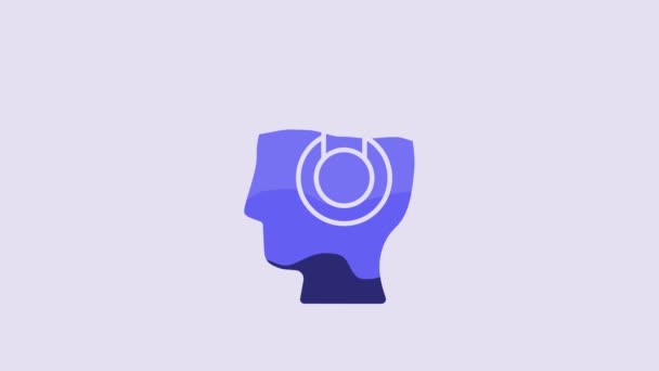 Blue Man Headset Icon Isolated Purple Background Support Operator Touch — Video