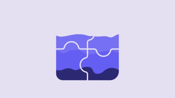 Blue Piece Puzzle Icon Isolated Purple Background Business Marketing Finance — Stockvideo