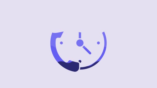 Teléfono Azul Horas Icono Soporte Aislado Sobre Fondo Púrpura Centro — Vídeos de Stock