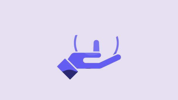 Icono Información Azul Aislado Sobre Fondo Púrpura Animación Gráfica Vídeo — Vídeo de stock
