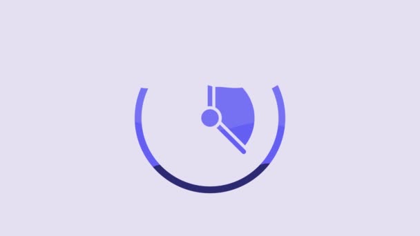Blue Time Management Icon Isolated Purple Background Clock Sign Productivity — Vídeos de Stock