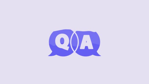 Blue Speech Bubbles Question Answer Icon Isolated Purple Background Symbol — ストック動画