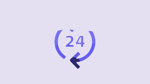 Blue Telephone Hours Support Icon Isolated Purple Background All Day — Stock Video