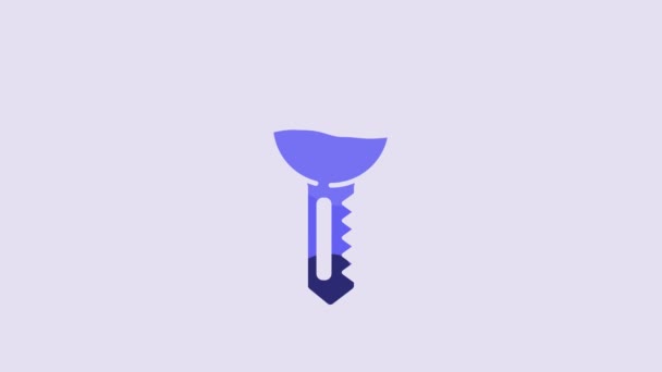Icono Clave Casa Azul Aislado Sobre Fondo Púrpura Animación Gráfica — Vídeos de Stock