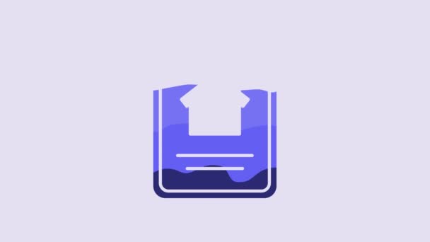 Blue Online Real Estate House Tablet Icon Isolated Purple Background — Stockvideo