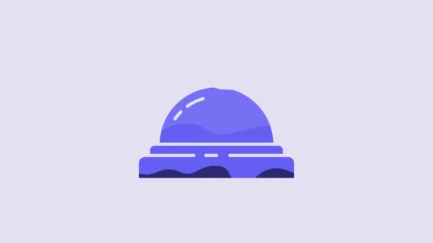 蓝色酒店服务铃图标隔离在紫色背景 接待铃4K视频运动图形动画 — 图库视频影像
