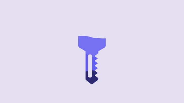 Blue House Key Icon Isolated Purple Background Video Motion Graphic — Stockvideo