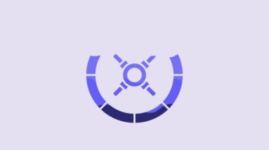 Blue Safe icon isolated on purple background. The door safe a bank vault with a combination lock. Reliable Data Protection. 4K Video motion graphic animation.