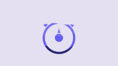 Blue Stopwatch icon isolated on purple background. Time timer sign. Chronometer sign. 4K Video motion graphic animation.