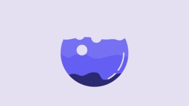 Blue Bowling ball icon isolated on purple background. Sport equipment. 4K Video motion graphic animation.