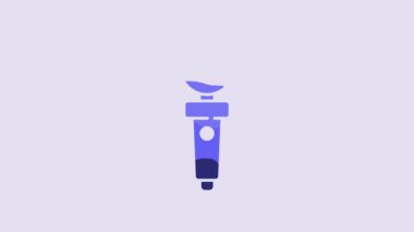 Blue Joystick for arcade machine icon isolated on purple background. Joystick gamepad. 4K Video motion graphic animation.