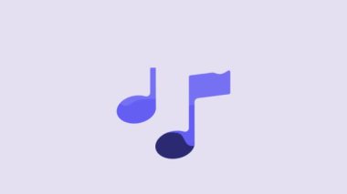 Blue Music note, tone icon isolated on purple background. 4K Video motion graphic animation.