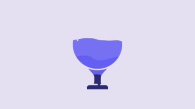Blue Golf ball on tee icon isolated on purple background. 4K Video motion graphic animation.