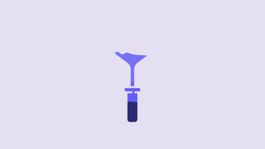 Blue Spatula icon isolated on purple background. Kitchen spatula icon. BBQ spatula sign. Barbecue and grill tool. 4K Video motion graphic animation.