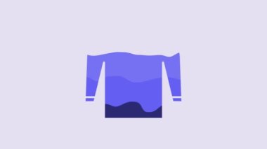 Blue Sweater icon isolated on purple background. Pullover icon. 4K Video motion graphic animation.