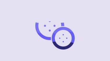 Blue Sewing button for clothes icon isolated on purple background. Clothing button. 4K Video motion graphic animation.