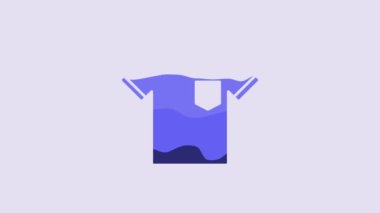 Blue T-shirt icon isolated on purple background. 4K Video motion graphic animation.