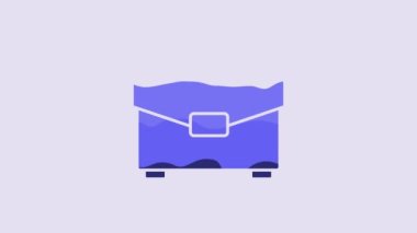 Blue Briefcase icon isolated on purple background. Business case sign. Business portfolio. 4K Video motion graphic animation.