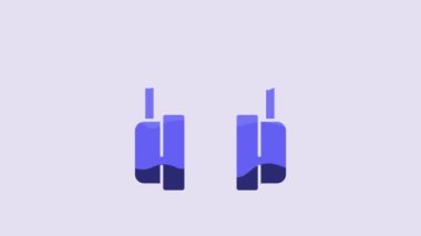 Blue Headphones icon isolated on purple background. Support customer service, hotline, call center, faq, maintenance. 4K Video motion graphic animation.