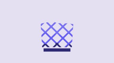 Blue Trash can icon isolated on purple background. Garbage bin sign. Recycle basket icon. Office trash icon. 4K Video motion graphic animation.