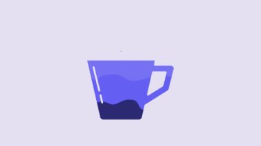 Blue Coffee cup icon isolated on purple background. Tea cup. Hot drink coffee. 4K Video motion graphic animation.