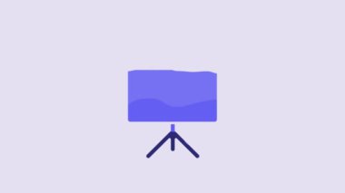 Blue Presentation board with graph, schedule, chart, diagram, infographic, pie graph icon isolated on purple background. 4K Video motion graphic animation.