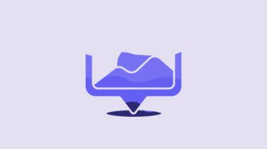 Blue Map pin icon isolated on purple background. Navigation, pointer, location, map, gps, direction, place, compass, search concept. 4K Video motion graphic animation.