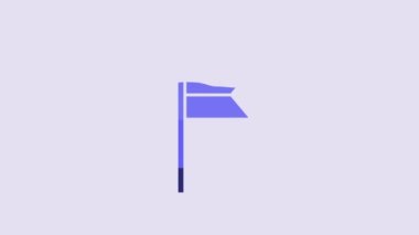 Blue Flag icon isolated on purple background. Location marker symbol. 4K Video motion graphic animation.
