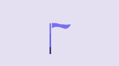 Blue Flag icon isolated on purple background. Location marker symbol. 4K Video motion graphic animation.