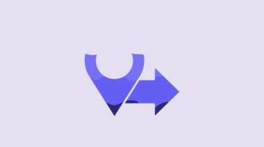 Blue Map pin icon isolated on purple background. Navigation, pointer, location, map, gps, direction, place, compass, search concept. 4K Video motion graphic animation.