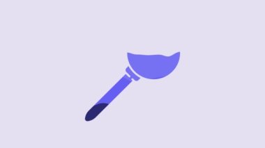 Blue Push pin icon isolated on purple background. Thumbtacks sign. 4K Video motion graphic animation.
