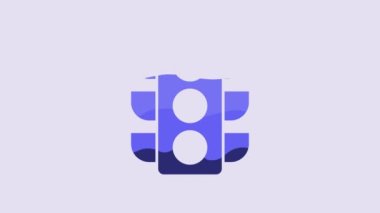 Blue Traffic light icon isolated on purple background. 4K Video motion graphic animation.