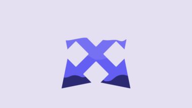 Blue Road traffic sign. Signpost icon isolated on purple background. Pointer symbol. Isolated street information sign. Direction sign. 4K Video motion graphic animation.