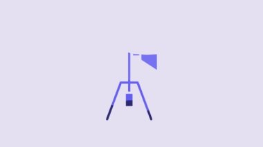 Mor arkaplanda izole edilmiş Mavi Film spot ikonu. Işık efekti. Sahne, Stüdyo, Gösteri. 4K Video hareketli grafik canlandırması.