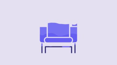 Blue Cinema chair icon isolated on purple background. 4K Video motion graphic animation.