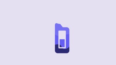 Blue Car key with remote icon isolated on purple background. Car key and alarm system. 4K Video motion graphic animation.