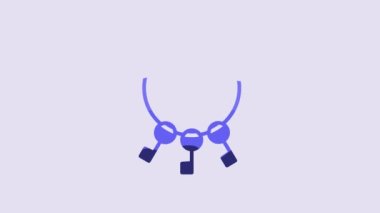 Blue Bunch of keys icon isolated on purple background. 4K Video motion graphic animation.