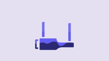 Blue Bicycle lock U shaped industrial icon isolated on purple background. 4K Video motion graphic animation.