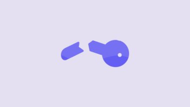 Blue Broken key icon isolated on purple background. 4K Video motion graphic animation.