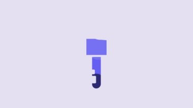Blue Locked key icon isolated on purple background. 4K Video motion graphic animation.
