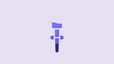 Blue Torch flame icon isolated on purple background. Symbol fire hot, flame power, flaming and heat. 4K Video motion graphic animation.