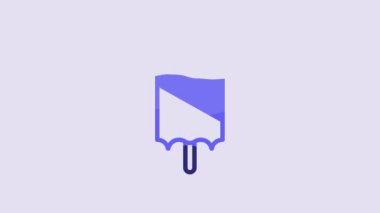 Blue Medieval flag icon isolated on purple background. Country, state, or territory ruled by a king or queen. 4K Video motion graphic animation.