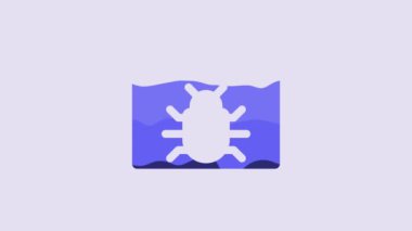Blue System bug concept icon isolated on purple background. Code bug concept. Bug in the system. Bug searching. 4K Video motion graphic animation.