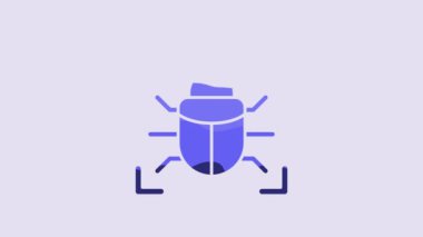 Blue System bug concept icon isolated on purple background. Code bug concept. Bug in the system. Bug searching. 4K Video motion graphic animation.