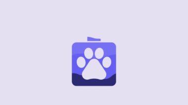 Blue Pet shampoo icon isolated on purple background. Pets care sign. Dog cleaning symbol. 4K Video motion graphic animation.
