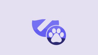 Blue Dog pill icon isolated on purple background. Prescription medicine for animal. 4K Video motion graphic animation.