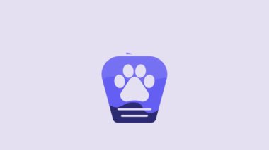 Blue Pet shampoo icon isolated on purple background. Pets care sign. Dog cleaning symbol. 4K Video motion graphic animation.