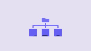 Blue Business hierarchy organogram chart infographics icon isolated on purple background. Corporate organizational structure graphic elements. 4K Video motion graphic animation.