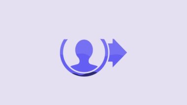 Blue Create account screen icon isolated on purple background. 4K Video motion graphic animation.